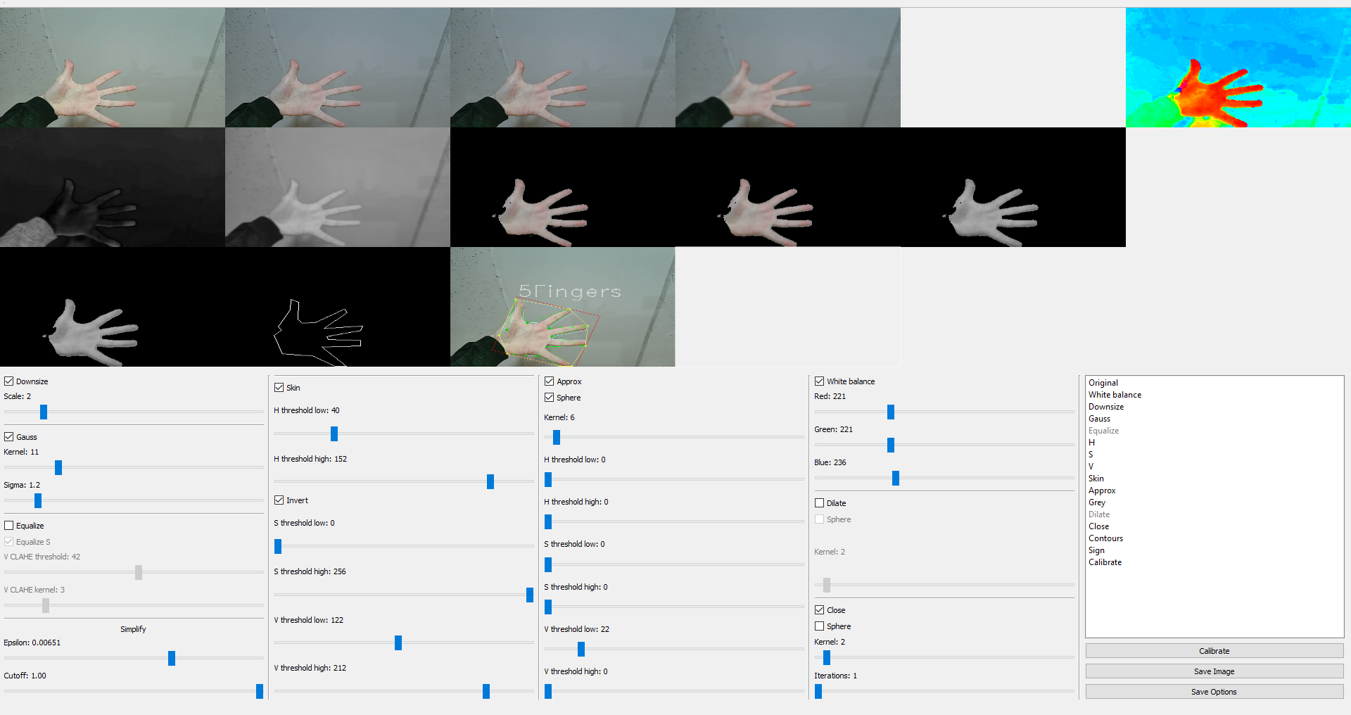 Hand gesture detector recognition output