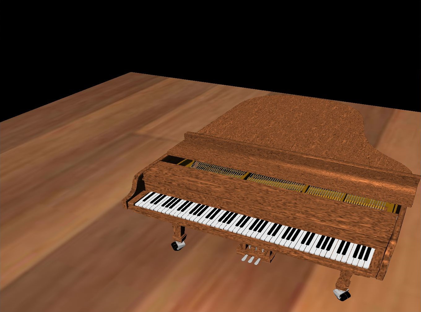 Grand piano render with the lid closed